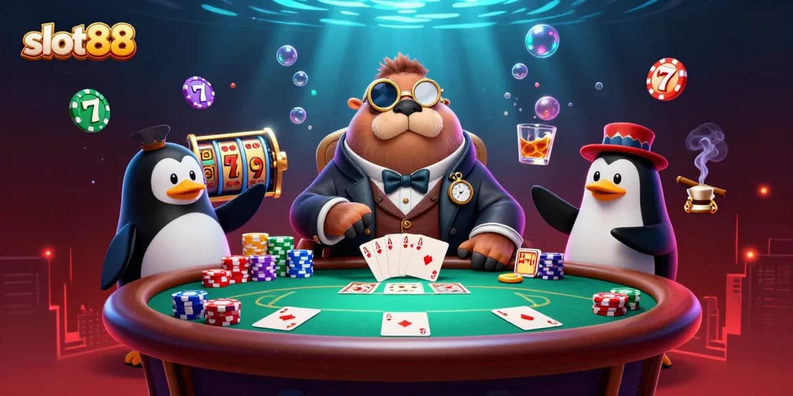 Mainkan slot88 dengan aksi seru dan jackpot menarik dalam ilustrasi kasino bawah laut.