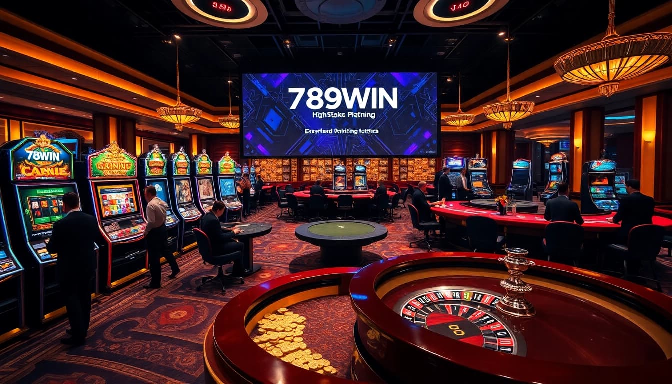 Engaging players on slots and poker tables highlighting 789win's online gambling experience.