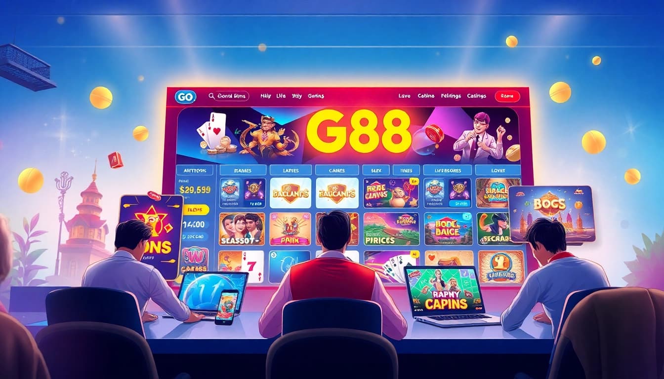 Interactive display of the GO 88 gaming platform, featuring popular games and a user-friendly interface.