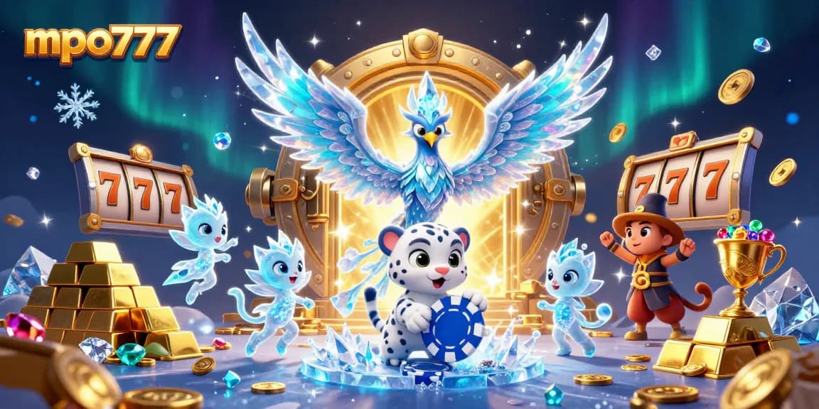 MPO777 showcases thrilling slot action with a dazzling ice phoenix and dynamic symbols, inviting players to enjoy
