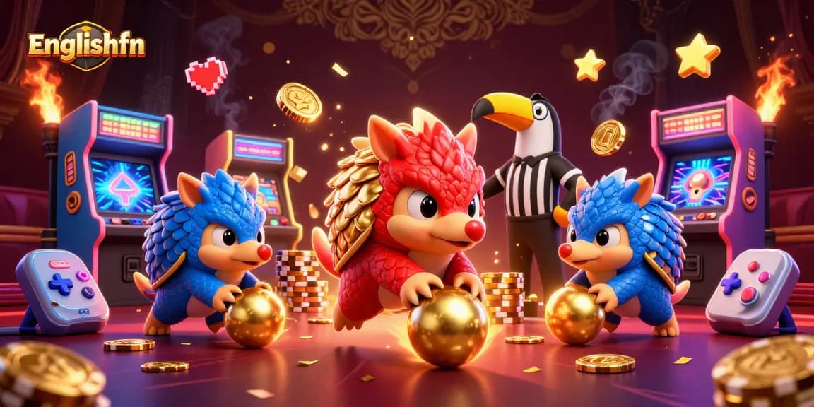 Engage with exciting gameplay at englishfn featuring colorful pangolins in a casino-themed digital illustration.