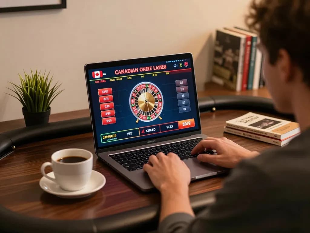 Experience Canadian online casinos with exciting gameplay, showcasing a modern home gaming setup.