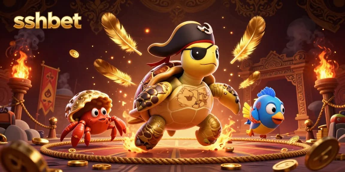 Engage in thrilling gameplay at sshbet with our vibrant 3D casino illustration featuring unique aquatic characters.