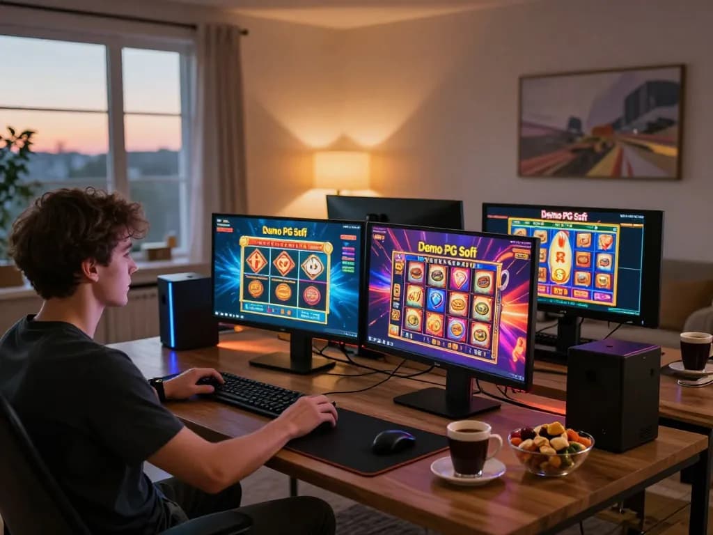 Berinteraksi dengan slot Demo PG Soft di berbagai layar dalam pengaturan permainan online yang nyaman.