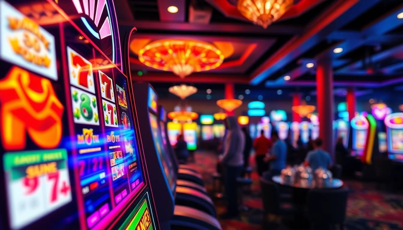 Engage in vibrant online casino fun with a thrilling slot machine at the center of action.