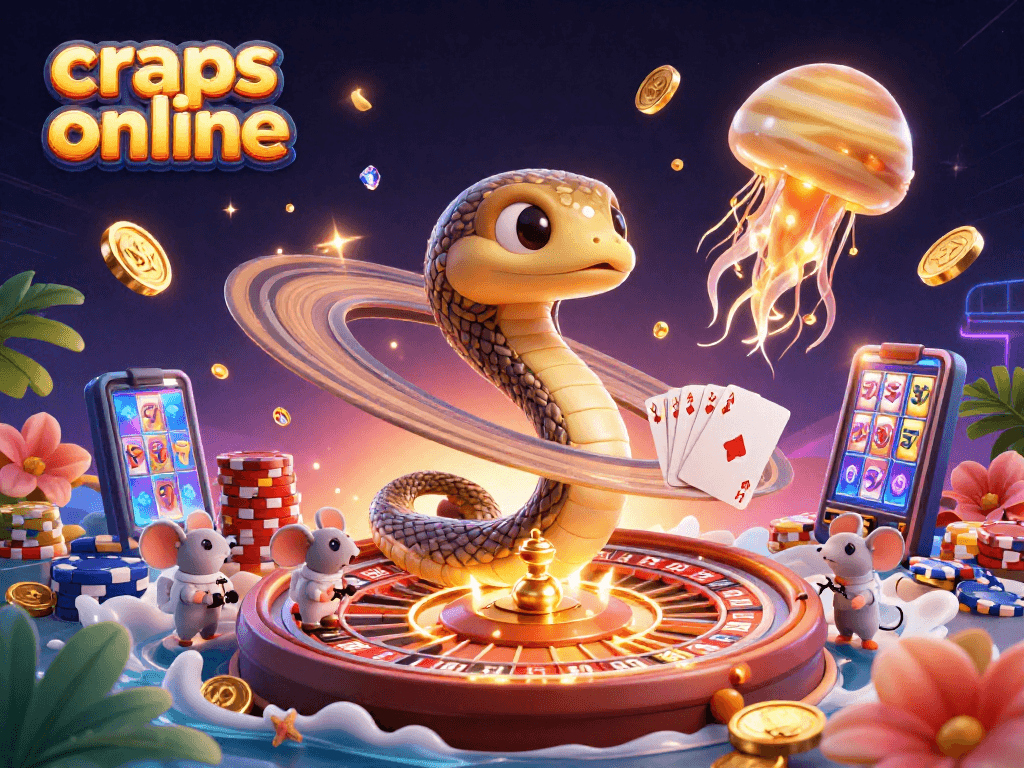 Engage in craps online with a vibrant cosmic casino scene featuring dynamic bets and cosmic dealer.