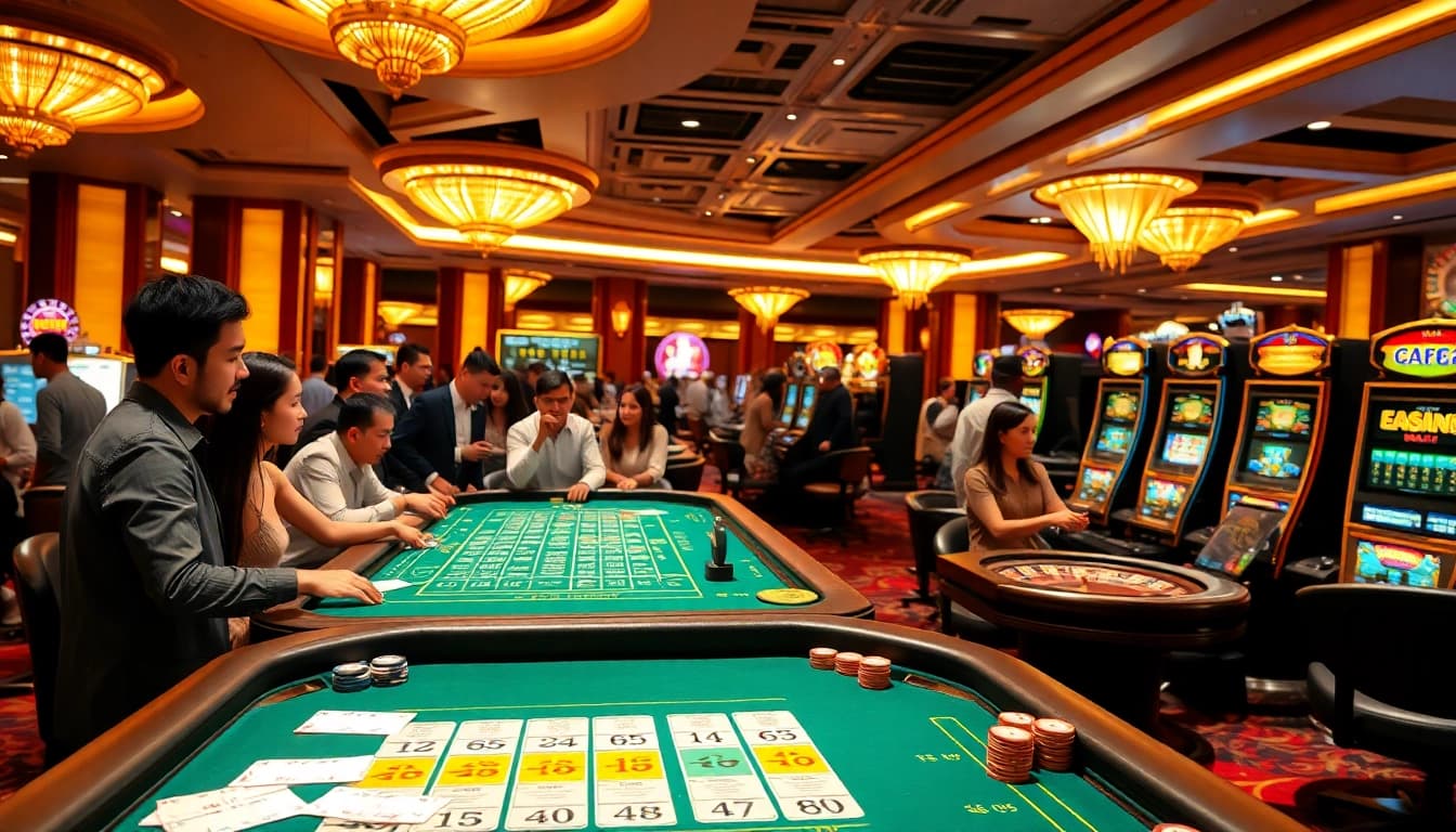 Experience the thrill of Tài Xỉu MD5 at a vibrant casino with excited players!