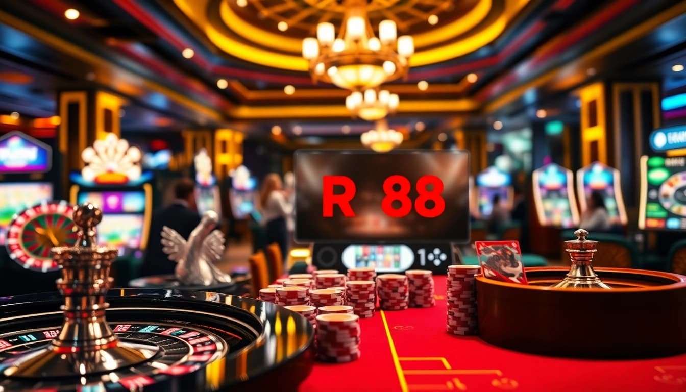 Place your bets at Trang Chủ RR88 with vibrant slot machines and a luxurious casino atmosphere.