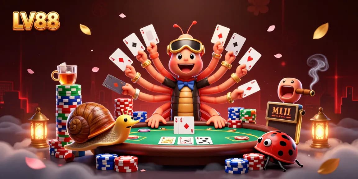 Experience the excitement of LV88 with a vibrant 3D casino scene showcasing thrilling gameplay.