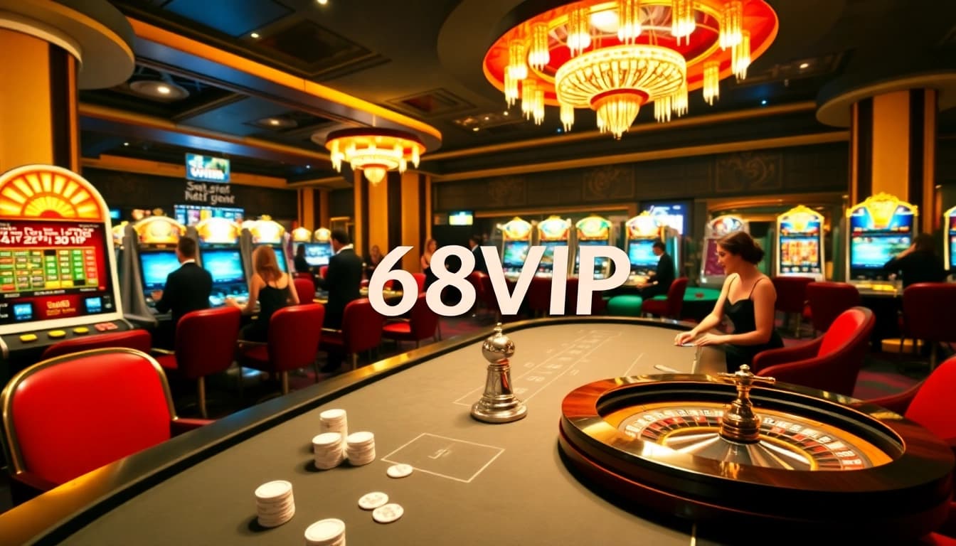 Experience excitement with Đăng Nhập Nhà Cái 68VIP at a luxurious casino featuring vibrant games.