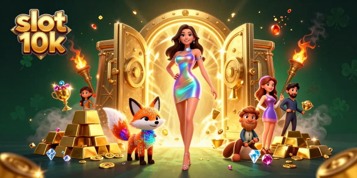 Experience thrilling wins in slot 10k with vibrant visuals of a captivating casino scene.