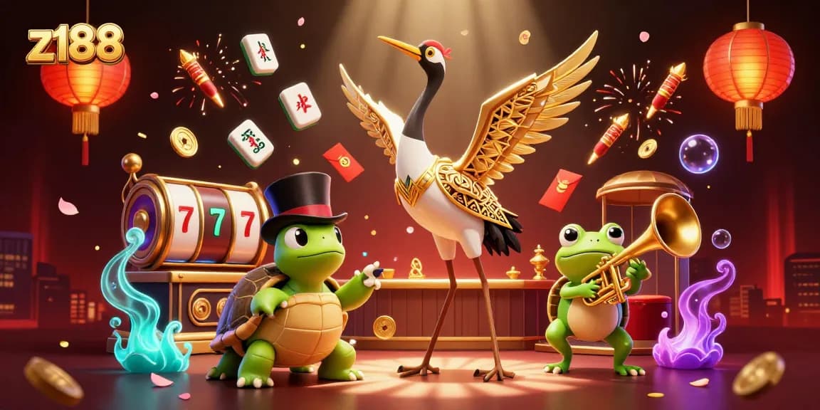 Experience exciting gaming adventures with z188’s vibrant casino scene featuring lively characters and classic elements.
