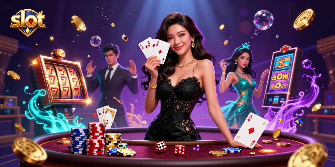 Spin slot reels and ace cards in a luxury casino, capturing the thrill of winning.