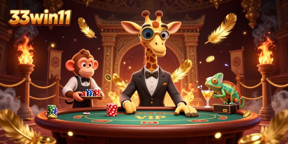 Watch 33win11 come to life in an immersive casino scene with vibrant characters and dynamic gambling action.