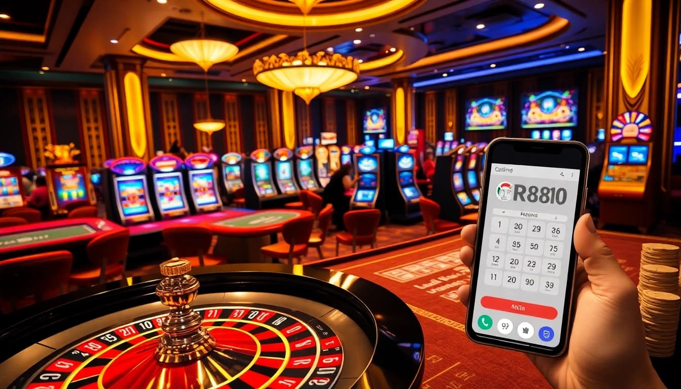Exciting casino scene representing nhà cái rr88 with vibrant tables and engaging gameplay.