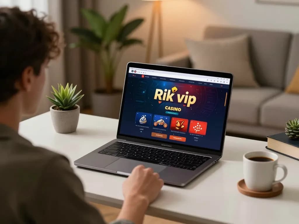 Experience strategic gameplay with Rik vip at home using a laptop in a relaxed setting