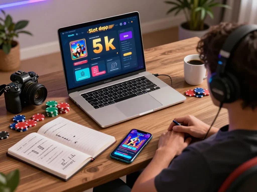 Engaging gameplay on slot depo 5k highlighted on a laptop, enhancing online gaming experience.
