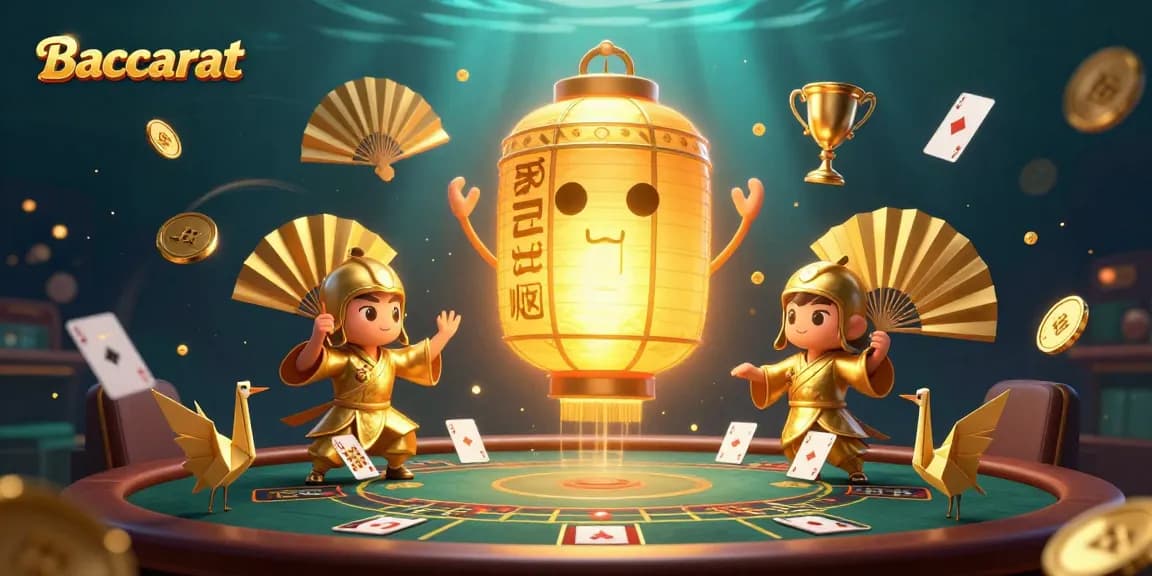 Play Baccarat in a vibrant casino scene with glowing spirits and dazzling game elements.