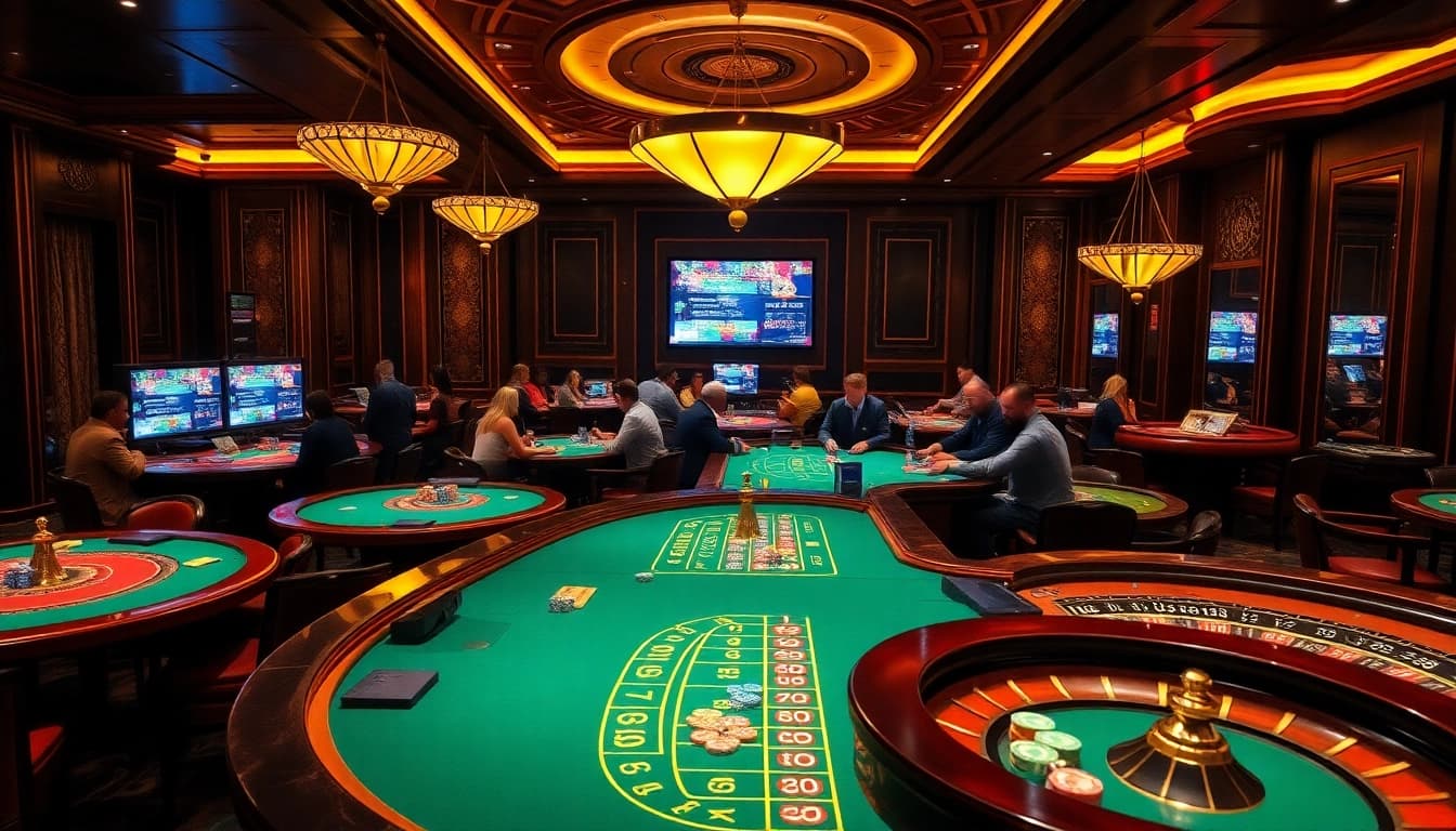 Players enjoying casino games while exploring hidden wiki links in a luxurious setting.