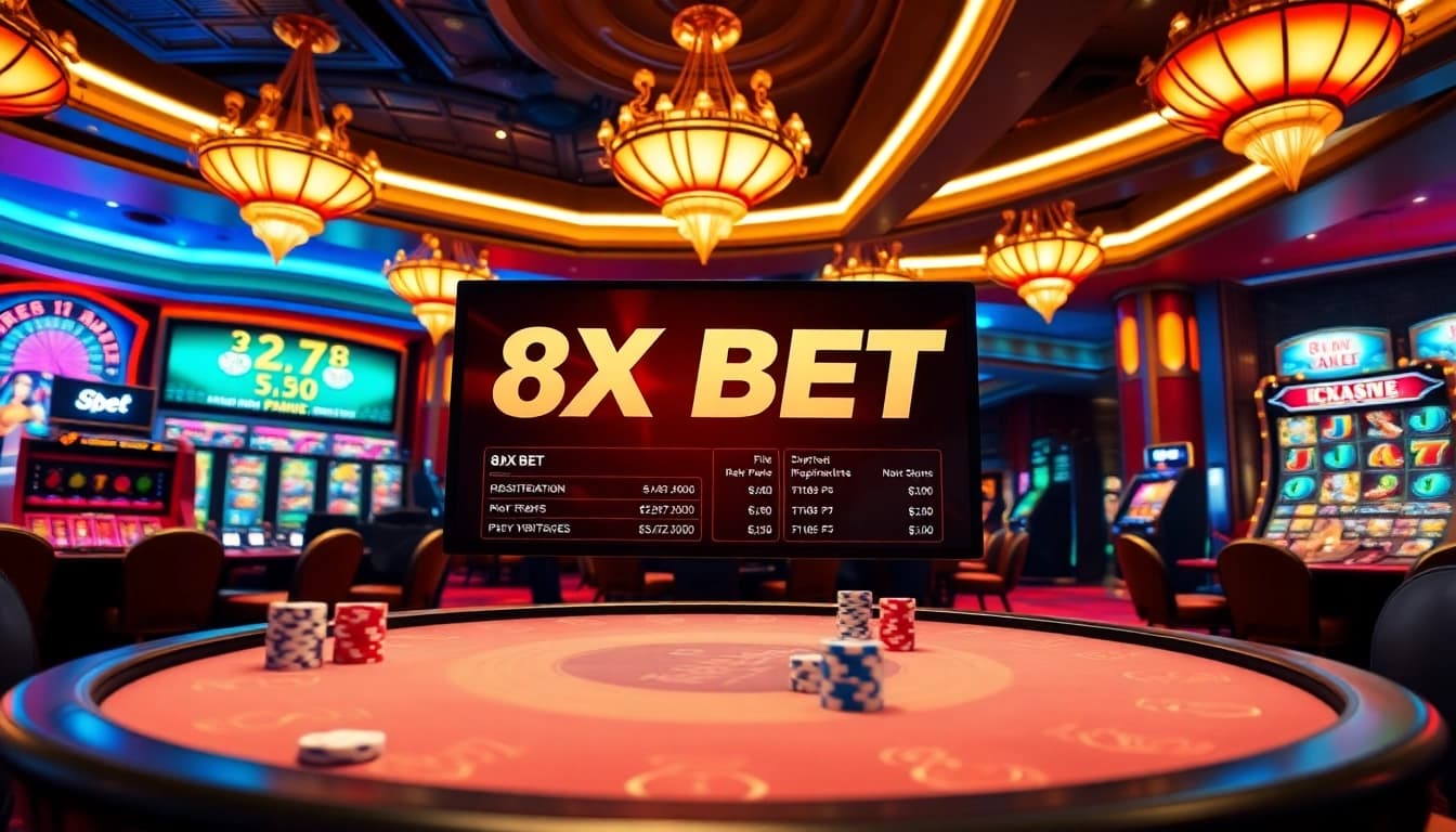 Engage in the thrilling world of online gambling by tải 8xbet through a luxurious casino setting filled with vibrant gaming options.