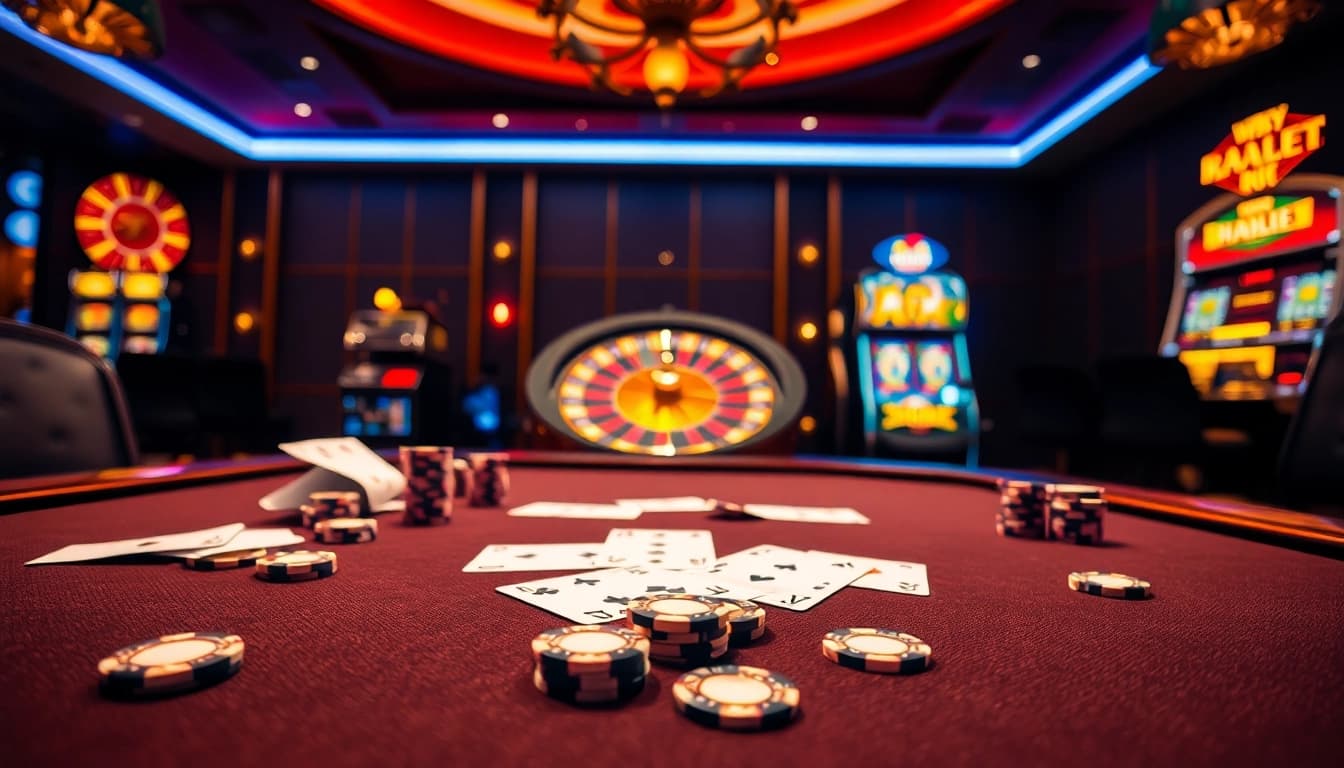 Engage with the thrilling atmosphere of xoso66 casino, showcasing poker excitement and luxury.