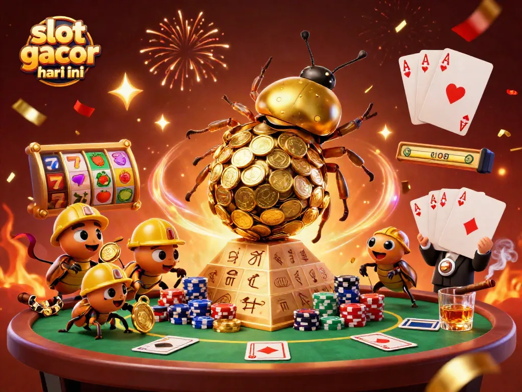 Menggali peluang menang dengan slot gacor hari ini, berisi simbol keberuntungan dan kasino yang menawan.