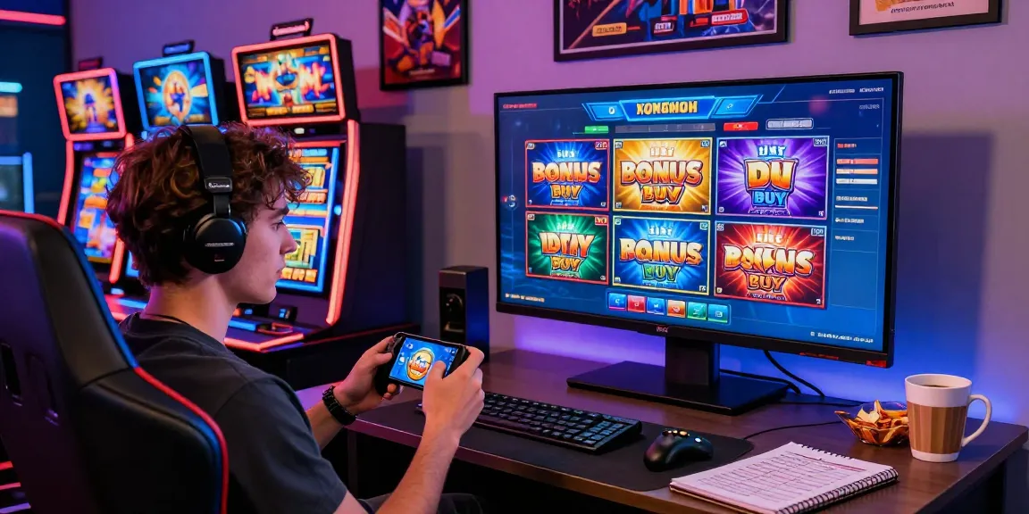 Exciting non UK casino gaming scene with vibrant slot machines, player enjoying immersive games at home.