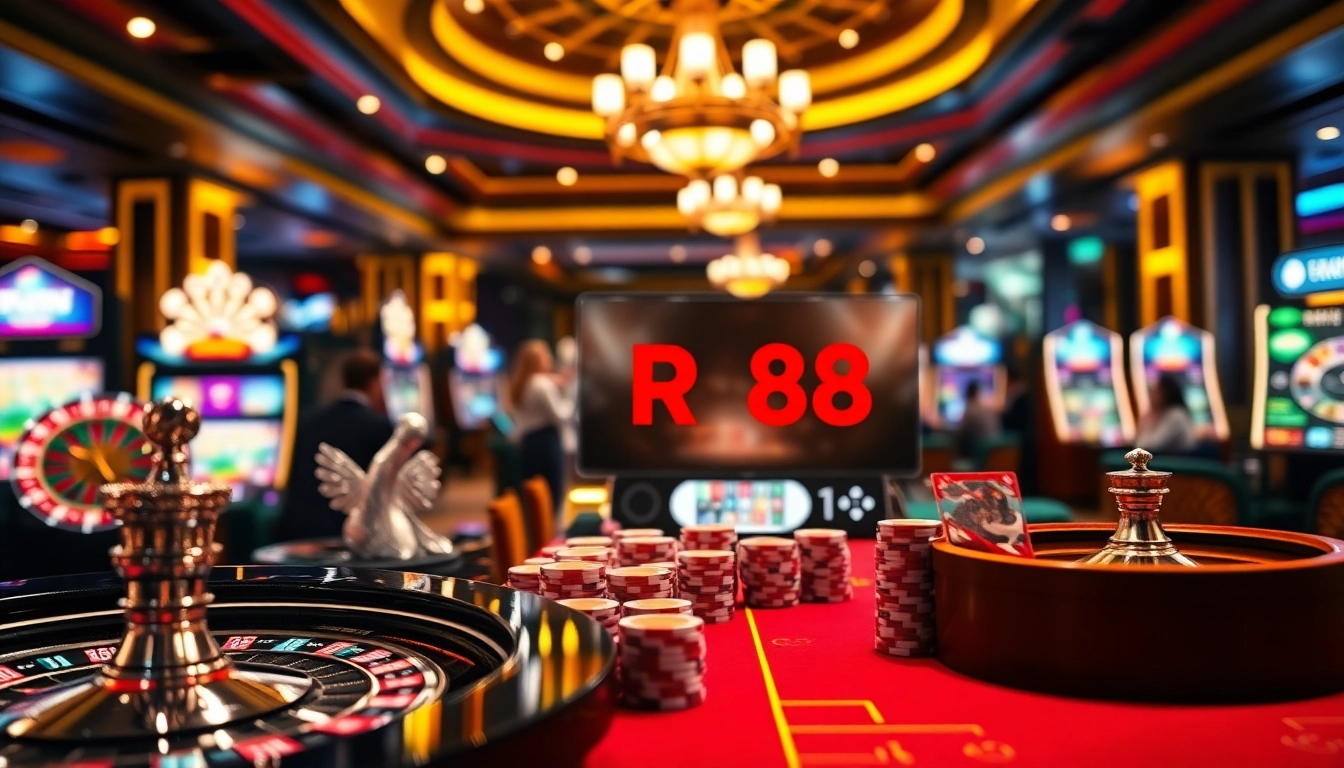 Place your bets at Trang Chủ RR88 with vibrant slot machines and a luxurious casino atmosphere.