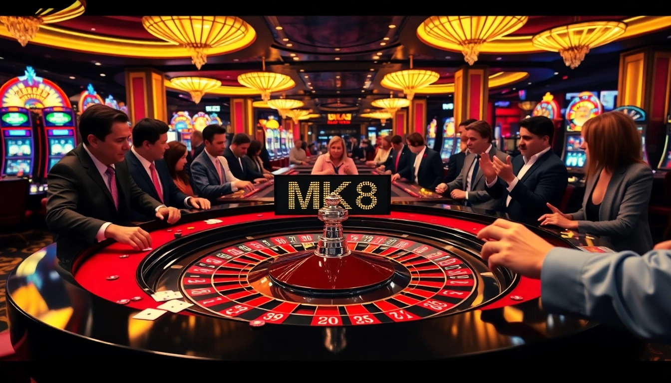 Experience the thrill of MMK8 gaming at a vibrant casino table with exciting bets being placed.