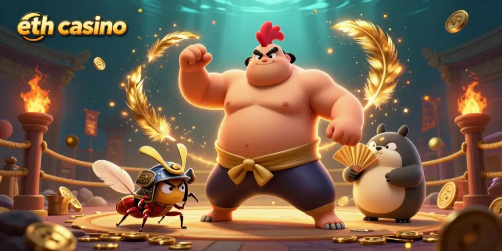 Experience lively action at the eth casino featuring cartoon characters and dynamic gambling elements.