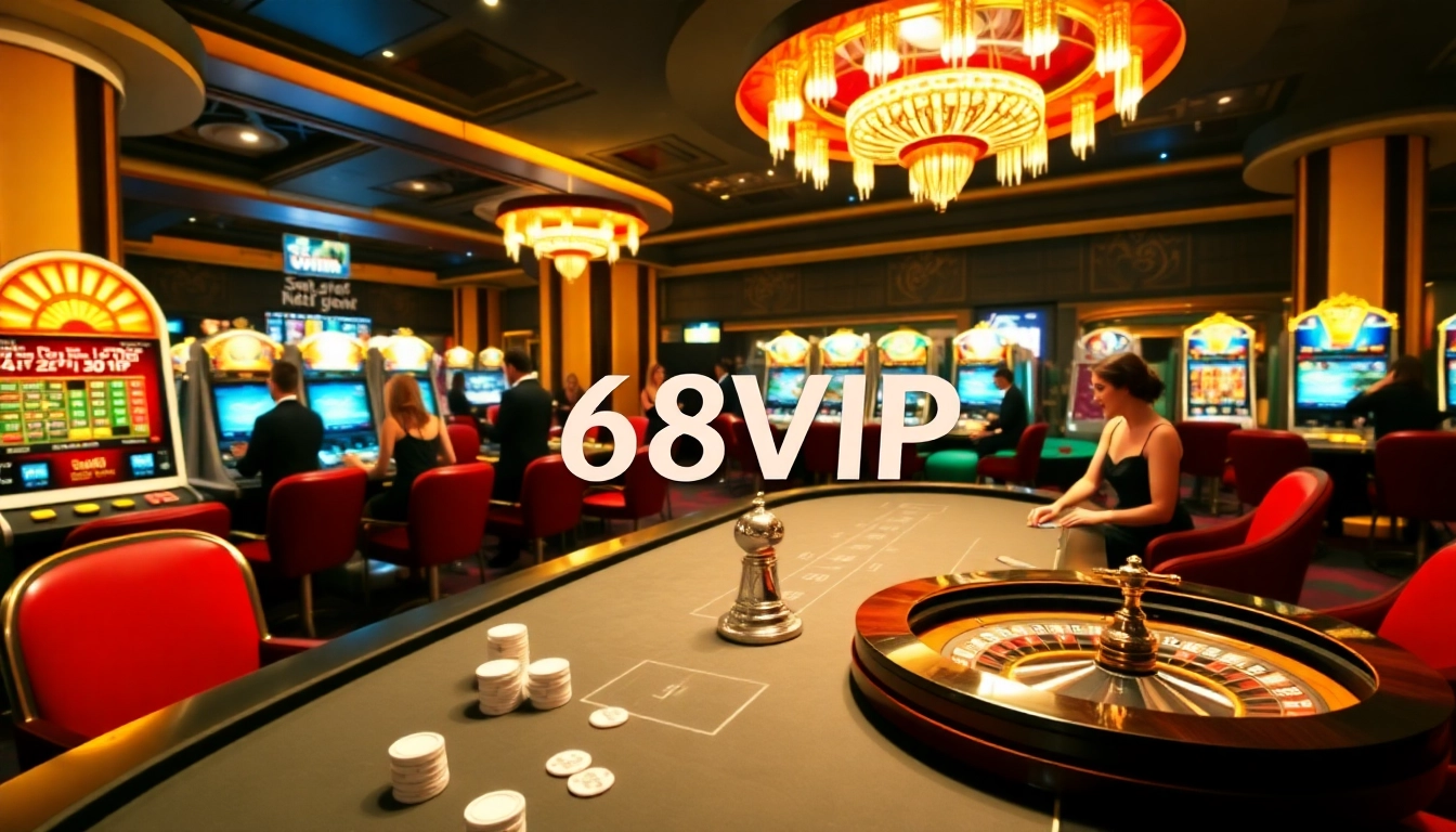 Experience excitement with Đăng Nhập Nhà Cái 68VIP at a luxurious casino featuring vibrant games.