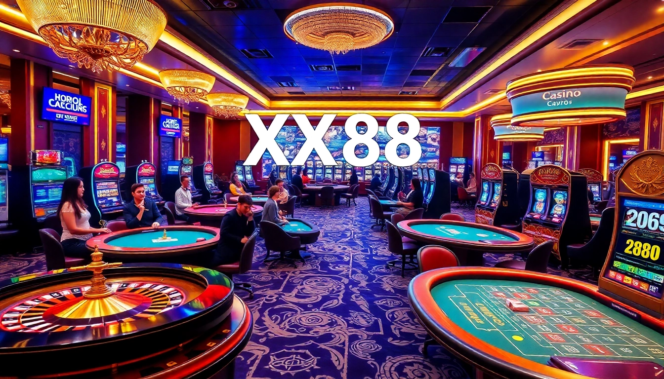 Engage with thrilling games at XX88, showcasing vibrant casino tables and dynamic betting action.