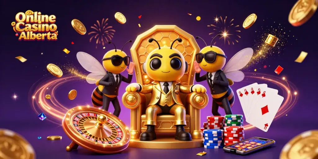 Experience exciting gameplay at Online Casino Alberta with vibrant characters and casino elements.