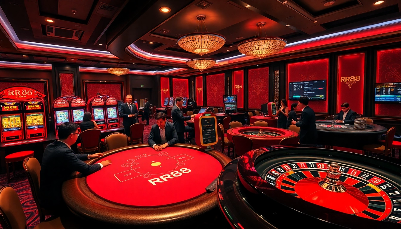 RR88 offers engaging casino experiences with vibrant slot machines and high-stakes poker tables.