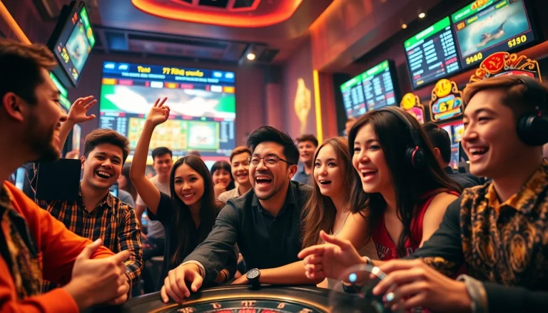 Aufregende Spielatmosphäre bei 79king mit vielfältigen Spielern und interaktiven Bildschirmen.