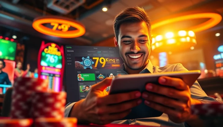 Engaging user experience on 79king online gambling platform with vibrant graphics and casino elements.