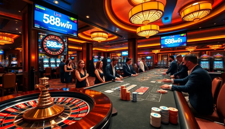 Experience thrilling gambling action at link 98win in a vibrant casino setting.