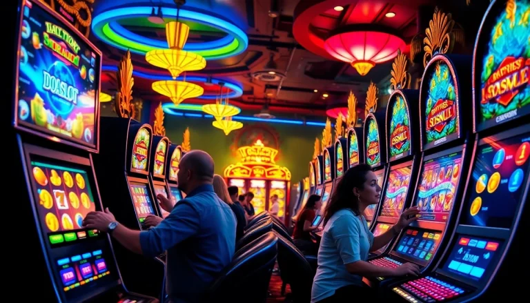 Engaging players enjoying the doaslot slot machines in a vibrant online casino environment
