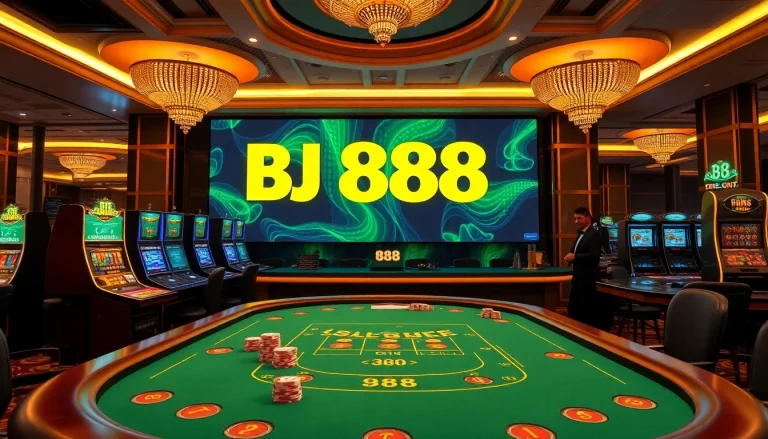 Experience the thrill at BJ 888's luxurious blackjack table with vibrant promotions.