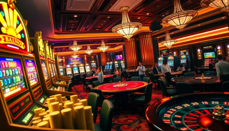 Experience the excitement of 슬롯사이트 with vibrant slot machines and enthusiastic players in a luxurious casino.