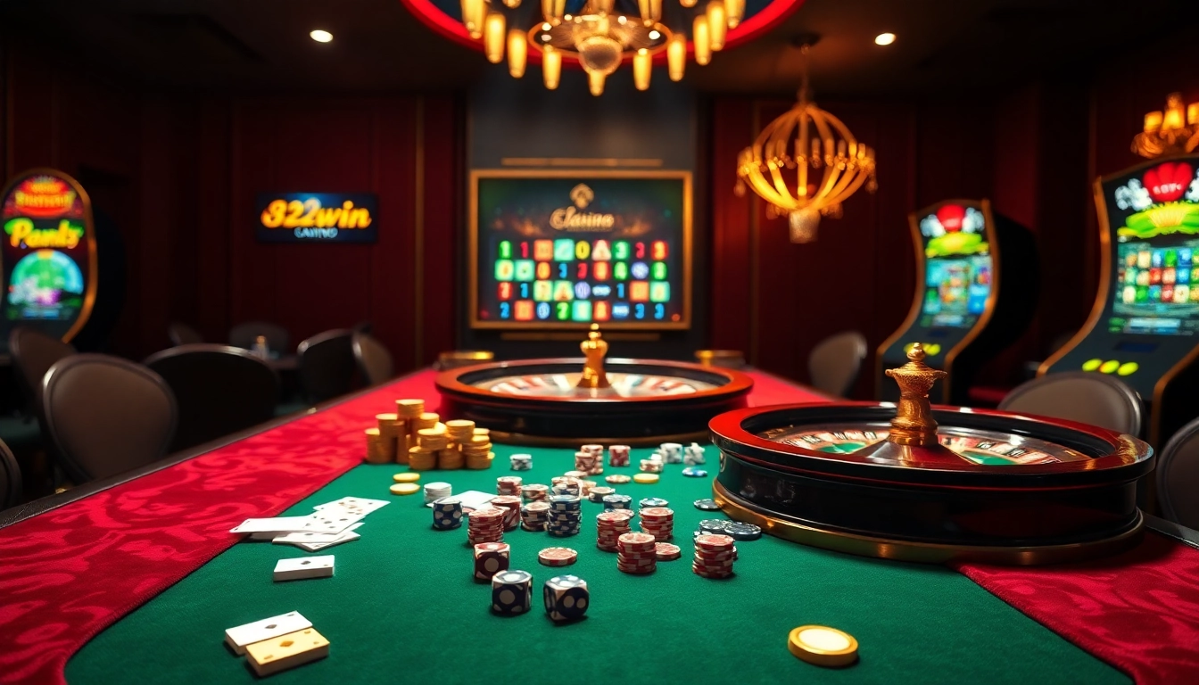 Experience the thrill of online gaming at 32win com with luxurious casino tables and vibrant gameplay.
