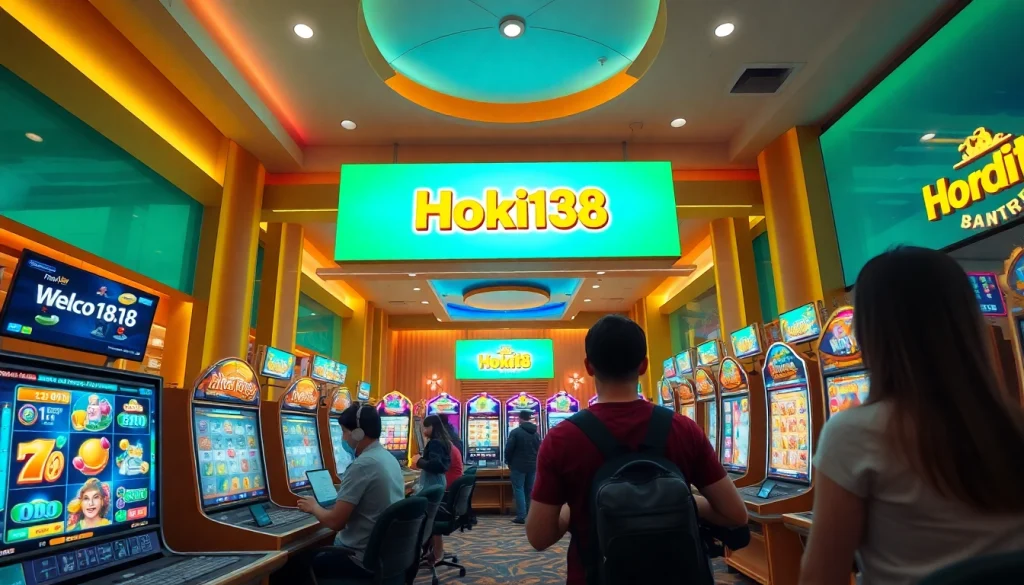 Hoki138 online gaming lobby showcasing vibrant slot games and engaging atmosphere.