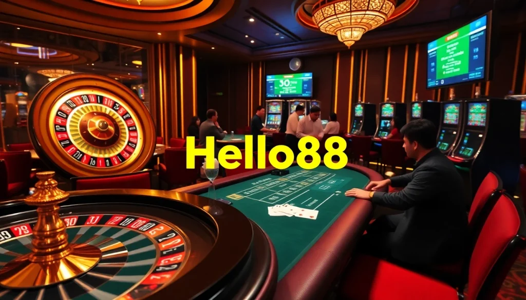 Experience thrilling gambling excitement at Hello88 with vibrant casino tables and engaging gameplay.