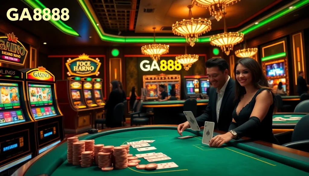 Experience GA888's vibrant online casino scene with exciting gaming, slot machines, and thrilling atmosphere.