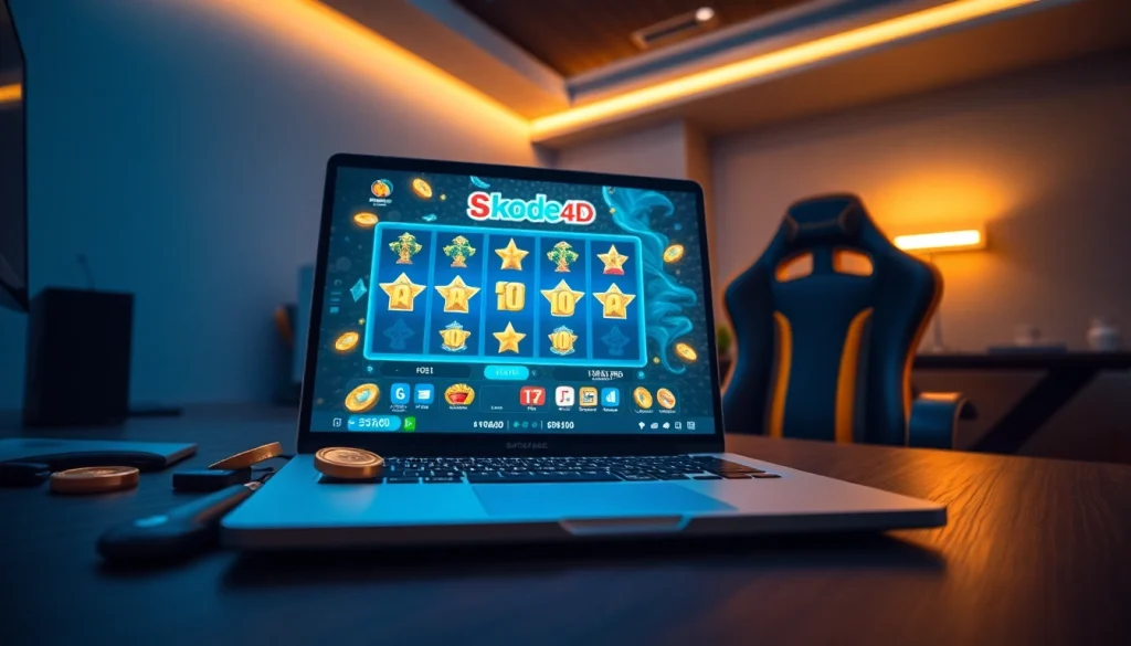 Situs kode4d showcasing thrilling online gaming visuals with slot games and dynamic animations