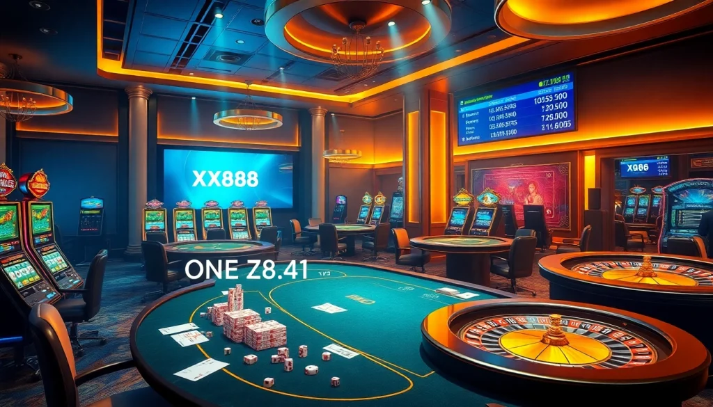 Experience the excitement of online gambling with XX88.AI, featuring vibrant casino tables and dynamic gameplay.