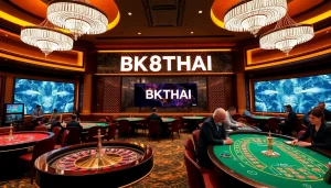 Experience excitement at bk8thai's luxurious casino tables featuring vibrant games and professional atmosphere.