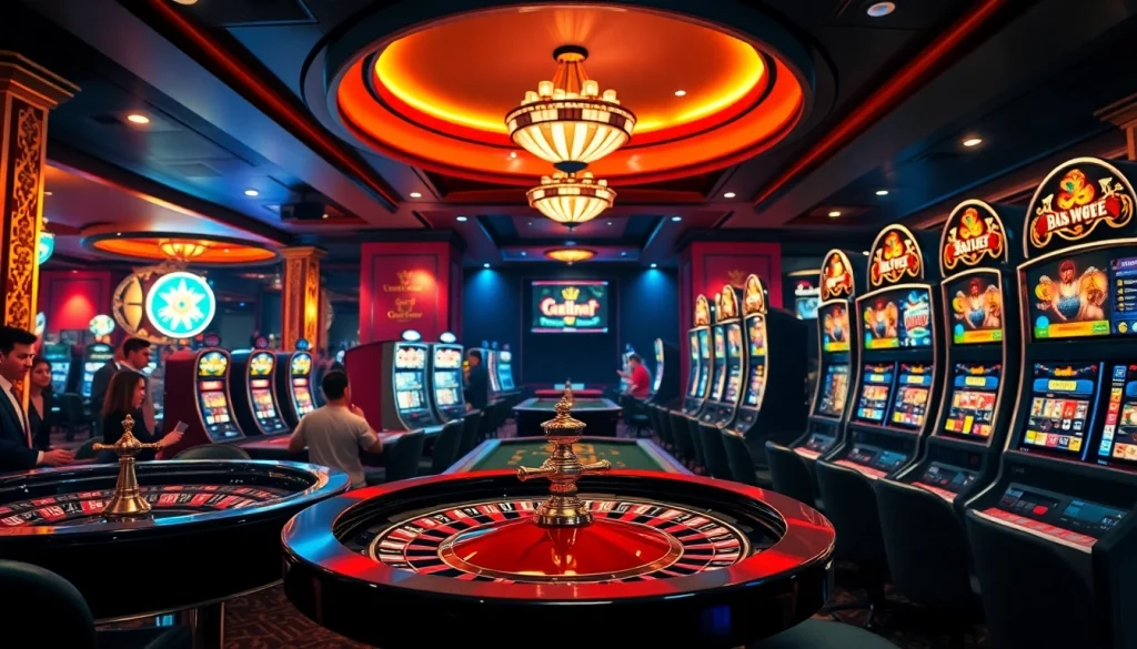 Experience the thrill of gambling at Bro138 with vibrant casino tables and engaging players.