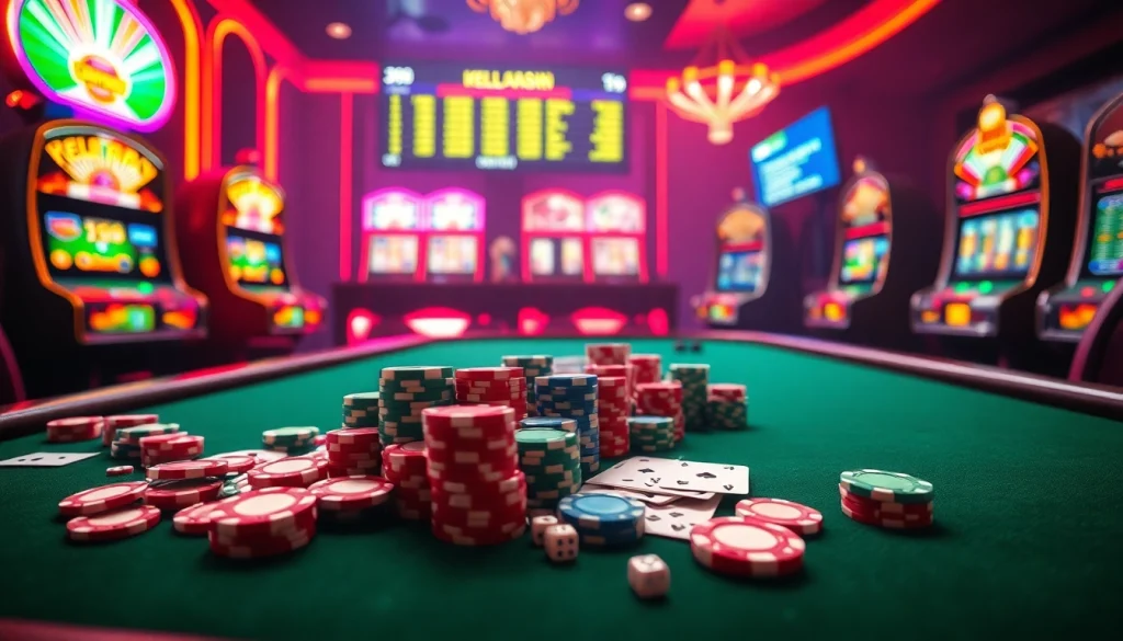 Keluaran china results displayed on a vibrant casino table with poker chips and cards.