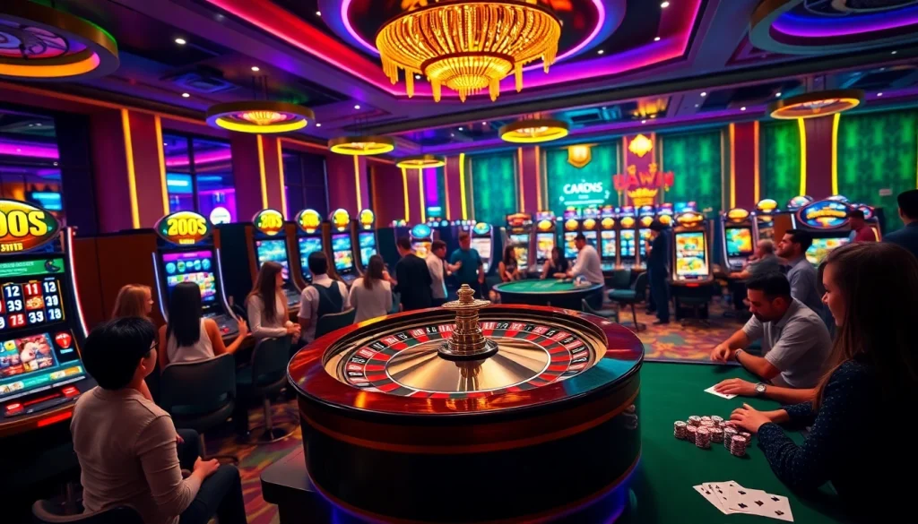 Experience thrilling online gambling with bomwin at vibrant casino tables and slot machines.